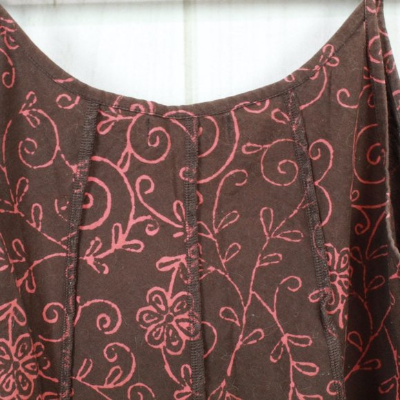 Apsara Brown Floral Spaghetti Strap Lightweight Flowy Cotton Sun Dress Size M - Picture 4 of 10